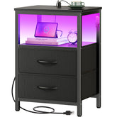 Huuger nightstand with charging station and accessible outlets for bedside devices