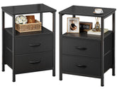 Huuger nightstand set of 2 with two drawers and open shelf for bedside storage