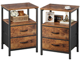 Huuger nightstand set2 with wooden top and open shelf for easy bedside organization
