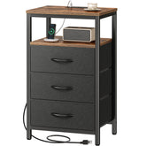 Huuger nightstand with outlets and drawer for convenient bedside charging.