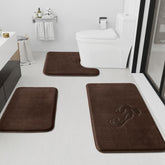 HUXMEYSON 3 piece bath mat set in brown with plush surface for daily bathroom comfort