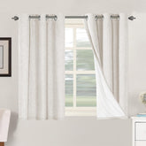 H.VERSAILTEX Primitive Linen Curtains package showing two panels, blackout option for restful mornings.