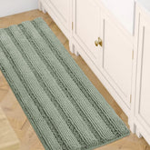 H.VERSAILTEX bath rug with non-slip sage stripes for safety and style