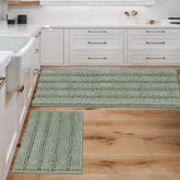 H.VERSAILTEX bath rug set in sage stripe, plush underfoot for cozy mornings
