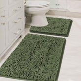 H.VERSAILTEX bathroom rug curve set in loden delivers plush comfort after showers.