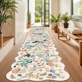 HY HAO YUN LAI hallway floral runner 2'6x14 cream shows soft texture for entryways