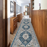 HY HAO YUN LAI blue hallway runner brightens entryway and cleans easily.