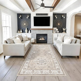 HY HAO YUN LAI washable 4x8 hallway runner rug beige — entrance-view, adds cozy style.
