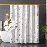 HYAWGE white gold marble shower curtain in waterproof fabric for a sleek bathroom