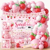 HYCSANBAO strawberry backdrop for baby shower