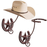 HYDERMUS Cowboy Hat Rack wall closeup with antique bronze finish and rustic charm.