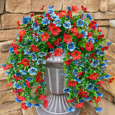 HyeFlora two-piece outdoor faux flowers for hanging decor, year-round curb appeal.