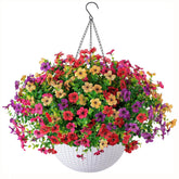 HyeFlora artificial hanging basket with daisies for outdoor color.