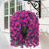 HyeFlora artificial hanging flowers in a cone basket for outdoor decor