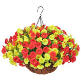 HyeFlora artificial hanging flowers basket adds spring color outdoors.