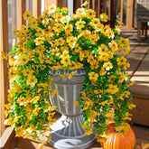 HyeFlora artificial daisy with eucalyptus for outdoor decor, weather-resistant and vivid.