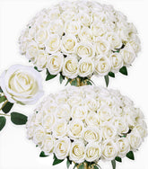 HyeFlora ivory roses with long stems for DIY bouquets and centerpieces.