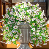 HyeFlora outdoor flowers with white daisies and eucalyptus, UV-resistant for long-lasting porch decor.