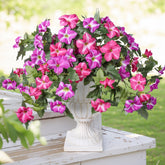 HyeFlora outdoor petunias silk flowers in fuchsia brighten planters with UV‑resistant color.