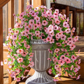 HyeFlora pink artificial flower hanging daisy for year-round porch décor.