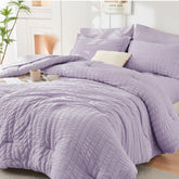 HYMOKEGE Lavender Queen comforter seersucker texture adds elegance and wrinkle resistance.