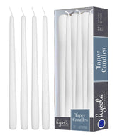 Hyoola 12-pack tall taper candles, 14-inch white, dripless for elegant dining.
