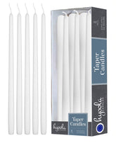 Hyoola tall taper candles 16 inch white unscented on a candle holder for dinner lighting.