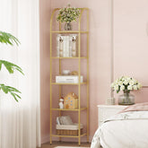 Hzuaneri bookcase with arched glass shelves for stylish display and organized storage