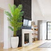 HZXGCP 6ft artificial palm tree with white pot enhances living room ambience