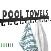 IBosins large pool towel rack with ten hooks for outdoor towels and robes.