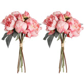 ICBOX pink peonies artificial flowers two-bouquet set for wedding decor