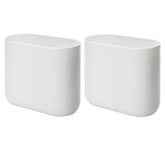 iDesign small slim trash can with white finish for compact bathroom use