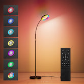 IDOGLOME floor fan with RGB light delivers cooling and vibrant ambiance for living rooms.