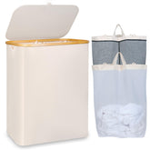 iEGrow 150L laundry basket with lid offers ample capacity for family laundry.