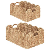 IEGROW scalloped wicker basket in 14-6l size for stylish storage