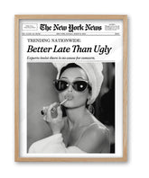 ihery audrey hepburn better late than ugly wall art, stylish 12x16 canvas for dorm rooms.