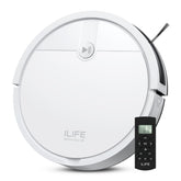 ILIFE V2 with tangle-free suction captures pet hair and debris on hardwood floors for pet owners.
