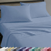 California Design Den Queen Sheet Set - Natural 100% Cotton Sheets Queen Size Bed Set with Deep Pockets, Soft Sateen Weave, Breathable and Durable Bedding (Blue Hydrangea)