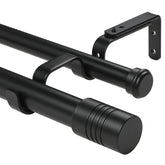 Creatyi 1-Inch Heavy Duty Double Curtain Rods — Adjustable 32 to 129 Inches, Black