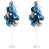 IMISNO Balloon Column Kit on floor stands creates a dramatic blue-silver setup for weddings.