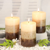 Immeiscent Vanilla Cupcake Pillar Candle with mottled gradient for cozy home ambiance