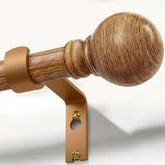 Immiehh Boho wood curtain rod finial close-up showing natural grain for rustic decor