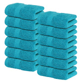 Infinitee Xclusives Serene Teal washcloth set shown for daily shower use with soft plush fibers.