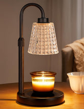 Innqoo black crystal candle warmer base showing elegant design for safe wax melting