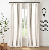 INOVADAY beige linen-texture blackout curtains panel for full darkness and privacy
