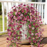 INQCMY artificial daisy with eucalyptus for outdoor planters and porches.