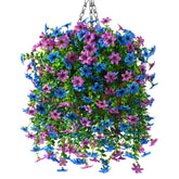 INQCMY artificial hanging flower basket outdoors adds year-round color with low maintenance.