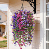 INQCMY artificial hanging flowers basket assembly provides quick porch decor options