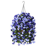 INQCMY artificial hanging flowers basket for outdoor decor in deep blue.