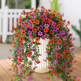 INQCMY artificial daisy outdoor flowers with eucalyptus leaves for a natural planter look.